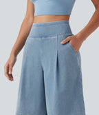 Halara Flex™ Short ample en jean décontracté taille haute 25 cm avec poches