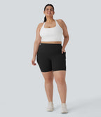 Short cycliste 17,5 cm d'entraînement gainant taille haute grande taille avec poches Halara UltraSculpt™