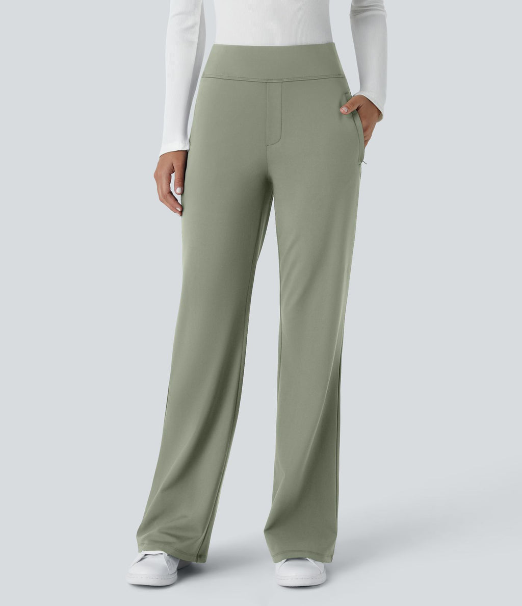 Pantalon tailleur évasé taille mi-haute Halara Flex™ DayStretch avec zip latéral et poches