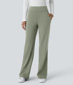 Pantalon tailleur évasé taille mi-haute Halara Flex™ DayStretch avec zip latéral et poches