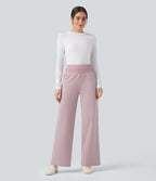Pantalon polaire coupe droite taille haute avec poches