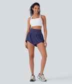 Breezeful™ Short yoga taille haute avec poche arrière ourlet croisé séchage rapide