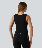 Brassière courte col V en jacquard avec fronces et brassière intégrée