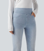 Halara Flex™ Jean bootcut décontracté extensible délavé taille haute à poches multiples