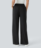 Pantalon Tailleur Large Fluide Halara Flex™ Gaufré Taille Haute Poches Latérales