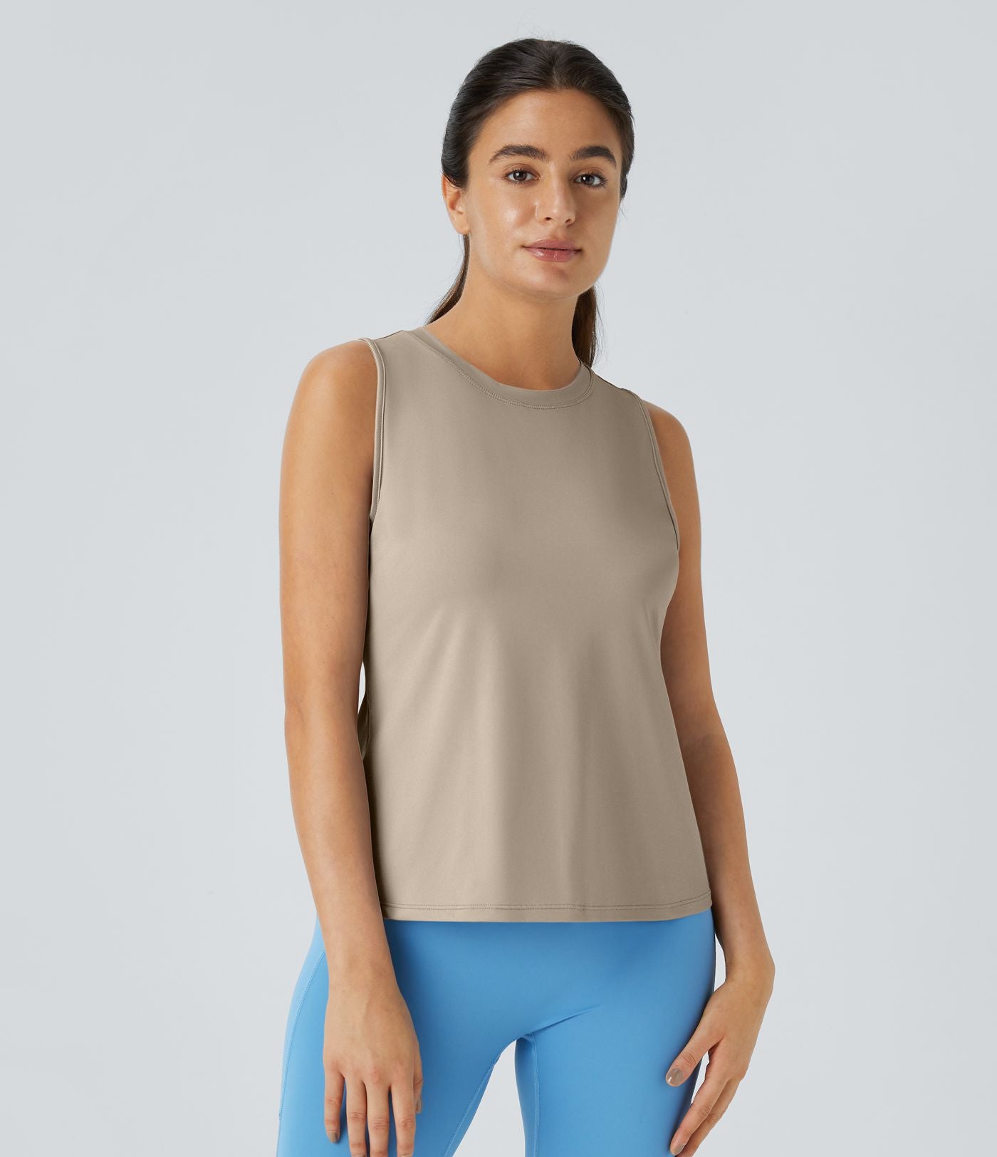 Top Débardeur Yoga Uni à Ourlet Croisé et Découpe