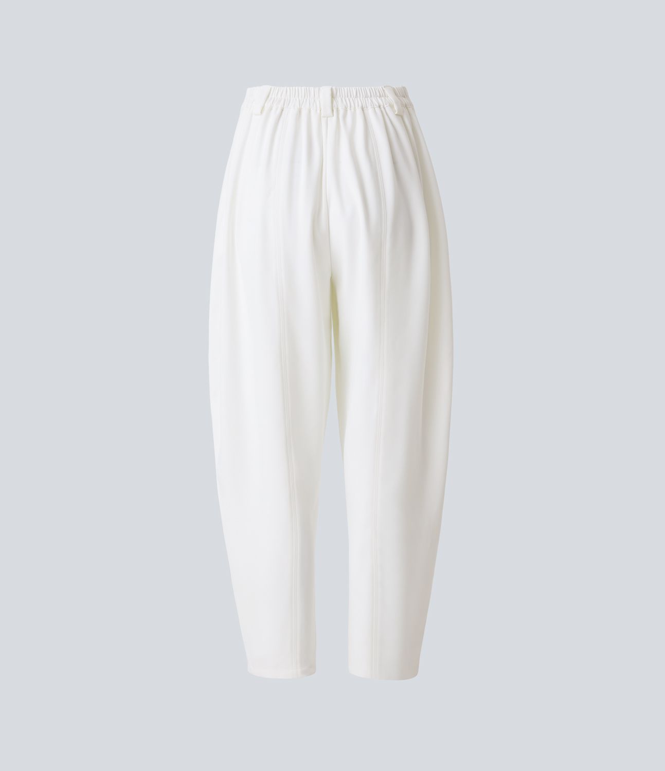 Pantalon tailleur ample, taille moyenne, coupe barrel, à poches