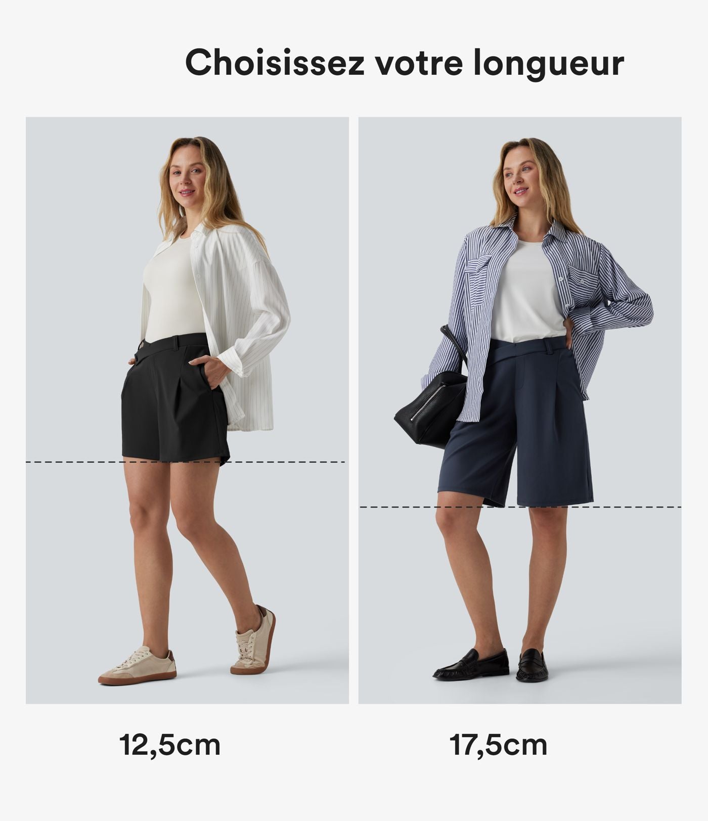 Short tailleur DayStretch mi-taille asymétrique 12,5 cm avec poches