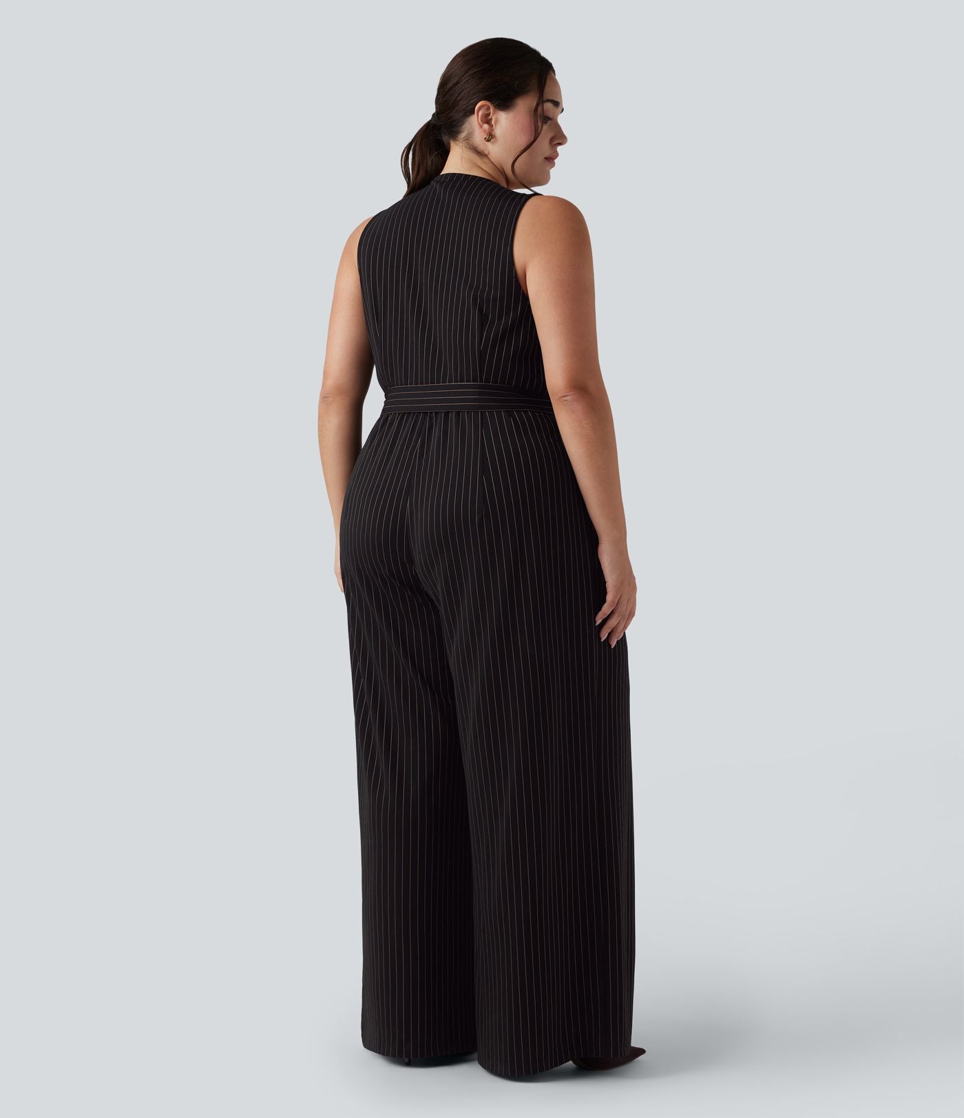 Combinaison grande taille col V sans manches ceinturée à rayures effet frais InstantCool avec poches, accès facile Easy Peasy