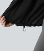 Veste de course à capuche à manches longues avec empiècements en mesh contrasté et poches – Protection UPF 50+