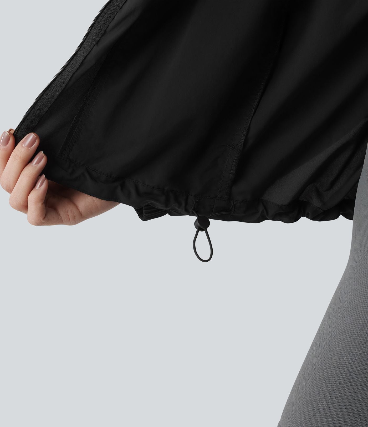 Veste de course à capuche à manches longues avec empiècements en mesh contrasté et poches – Protection UPF 50+