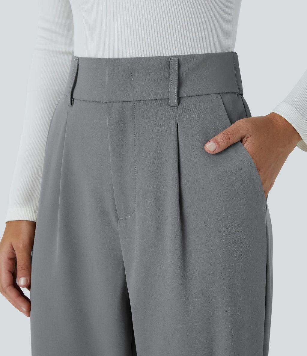 Pantalon tailleur Halara Flex™ fuselé uni, taille haute, avec poches
