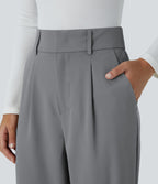 Pantalon tailleur Halara Flex™ fuselé uni, taille haute, avec poches