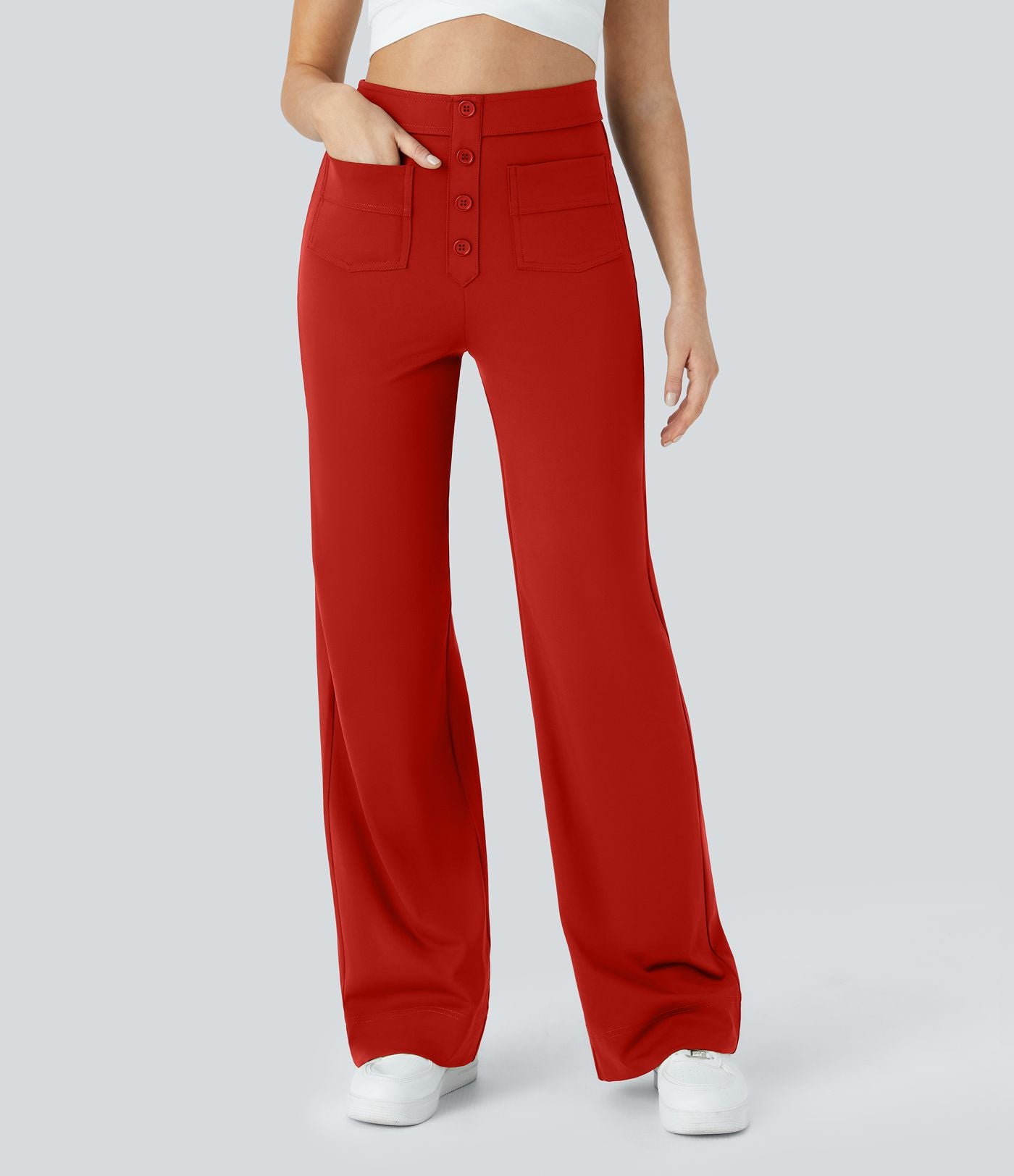 Pantalon taille haute coupe droite DayStretch avec poches
