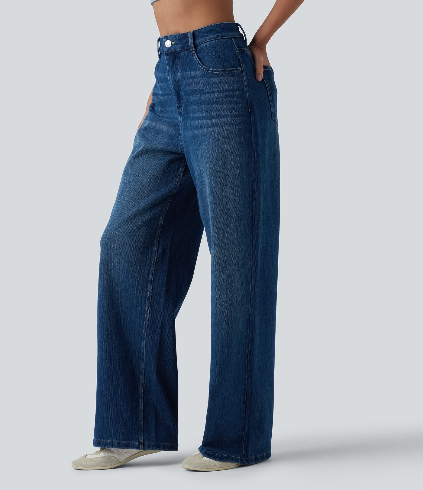Jean Halara Flex™ taille haute large décontracté avec poches