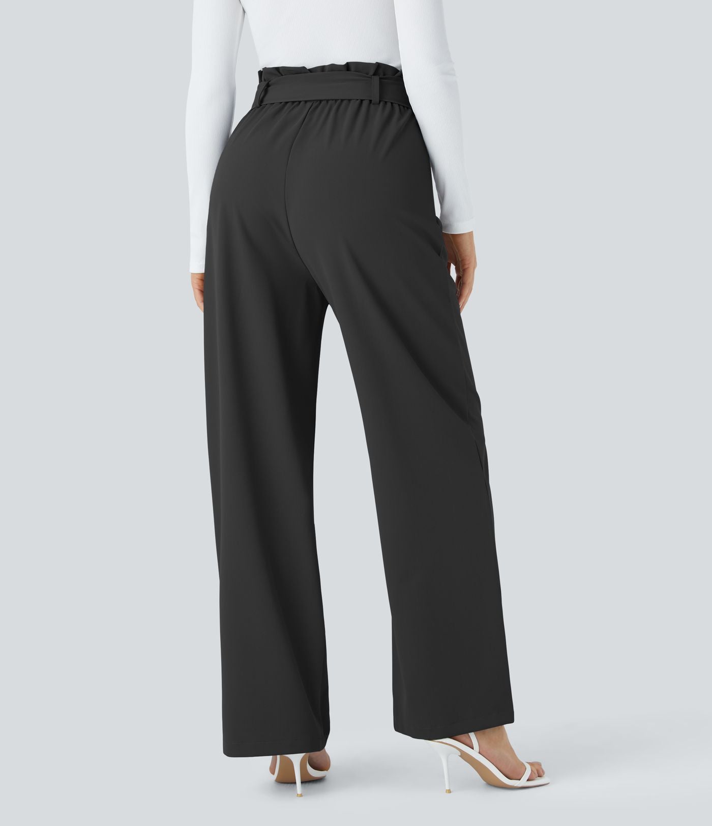 Pantalon de travail Halara Flex™ paper bag large taille haute, avec ceinture et poches