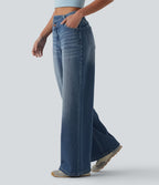 Jean large décontracté Halara Flex™ asymétrique taille mi-haute avec poches