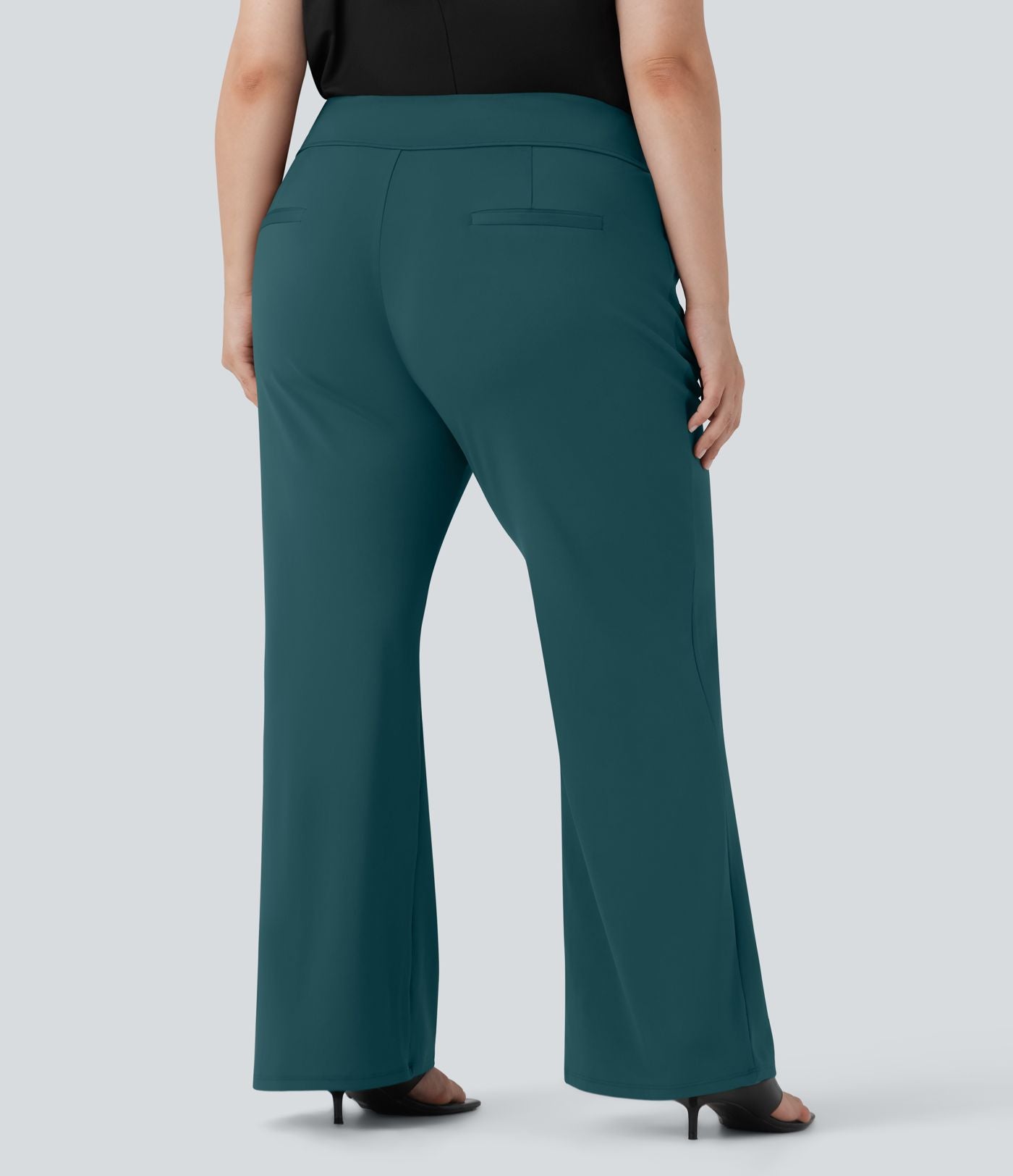 Pantalon tailleur évasé grande taille taille haute Halara Flex™ DayStretch avec poches zippées latérales