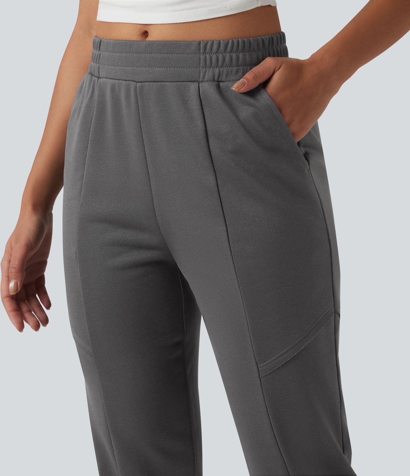 Jogging casual fuselé taille mi-haute avec poches