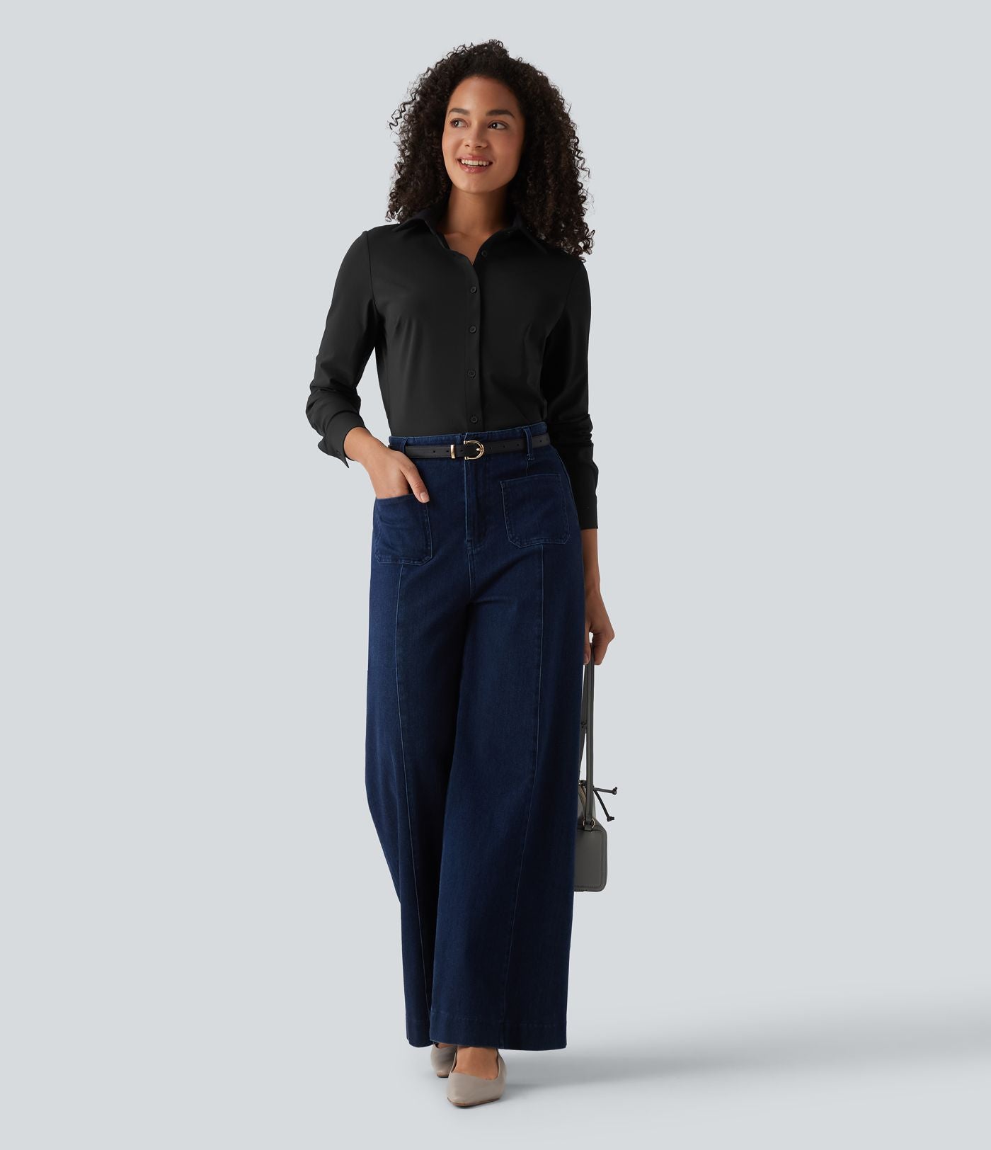 Chemise de travail infroissable à séchage rapide col manches longues
