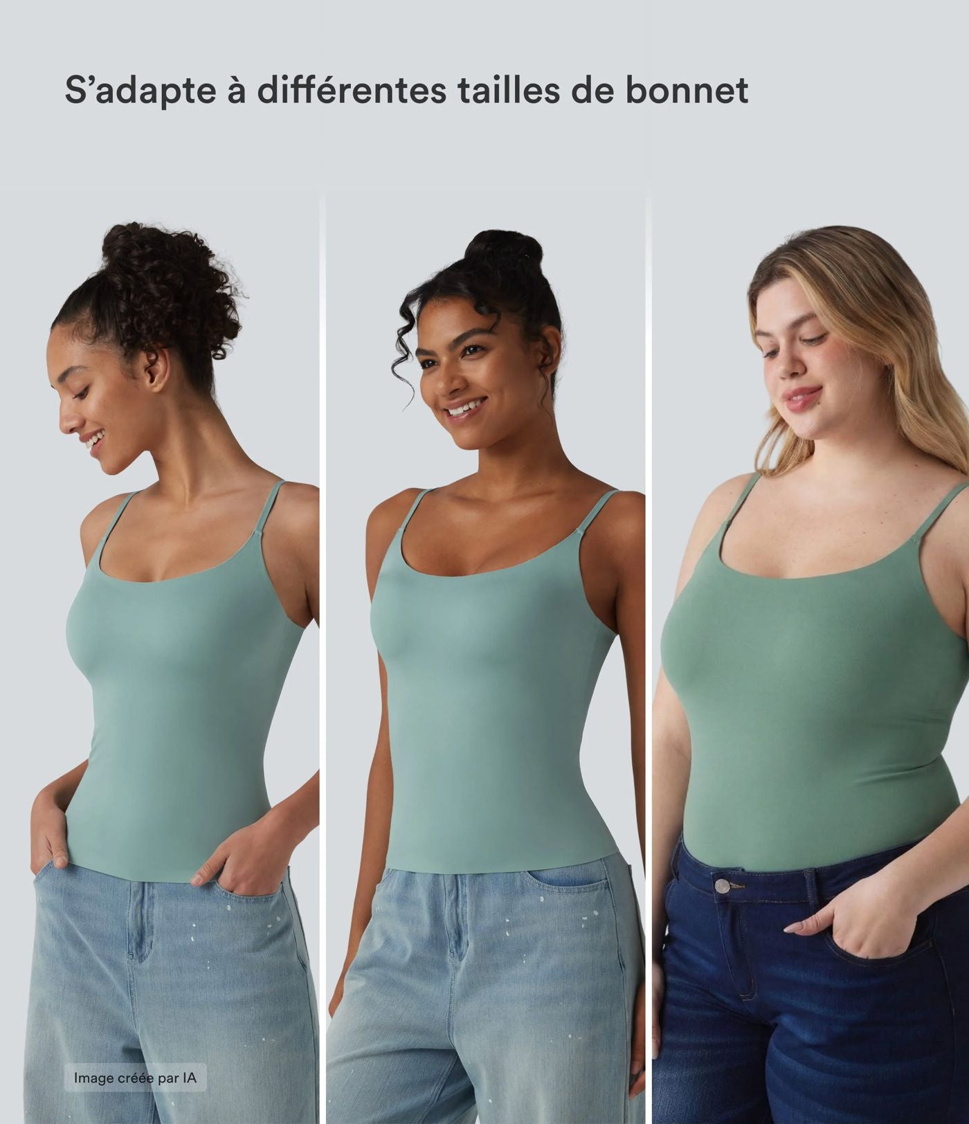 Débardeur décontracté à col rond et soutien-gorge intégré, bonnets BE