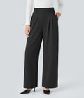 Halara Flex™ Pantalon Tailleur Large Taille Haute Plissés avec Poches Latérales à Chevrons