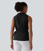 Chemise de travail sans manches col V cache-cœur avec lien latéral