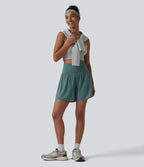 Short de yoga SoftlyZero™ Airy 2-en-1 taille haute avec empiècement mesh contrastant, à effet frais InstantCool et poches 12,5 cm