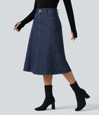 Jupe en jean midi casual Halara Flex™ taille mi-haute avec poches