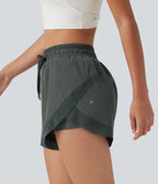 Short de running 2-en-1 taille mi-haute 7,5 cm avec cordon, ourlet incurvé, mesh contrasté et poches