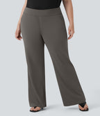 Pantalon tailleur évasé grande taille taille haute Halara Flex™ DayStretch avec poches zippées latérales