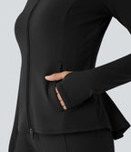 Veste ajustée col montant zippée avec passants pouces et ourlet à volants DayStretch avec poches
