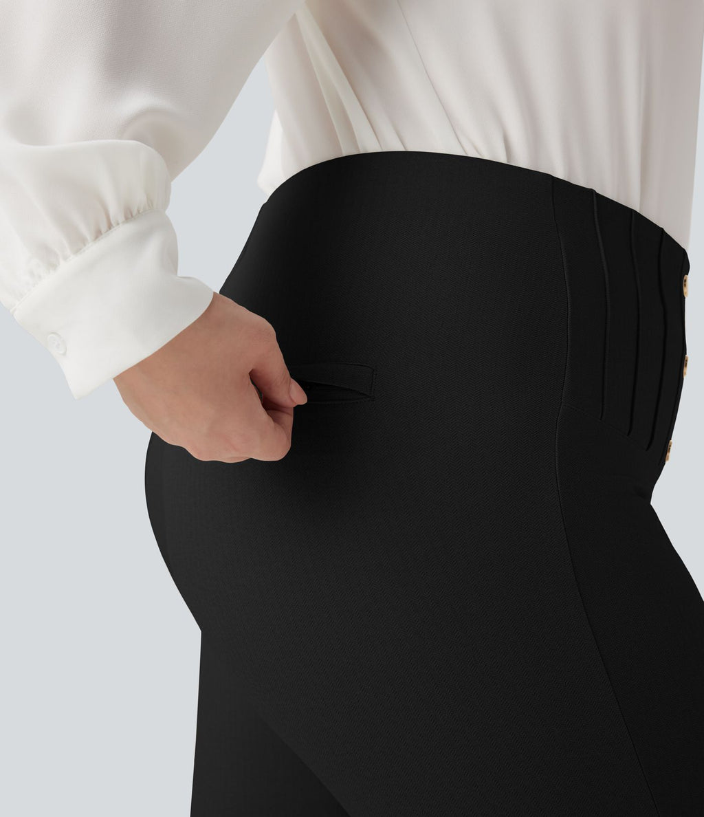 Legging de travail gainant taille haute grande taille motif chevrons avec poches