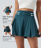 Jupe de tennis mini 2-en-1 gainante froncée taille haute en SoftlyZero™ à séchage rapide avec poches