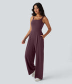 Combinaison de yoga Softlyzero™ Airy à doubles bretelles, dos nu, avec effet torsadé et poches latérales Cool Touch - Édition Easy Peasy