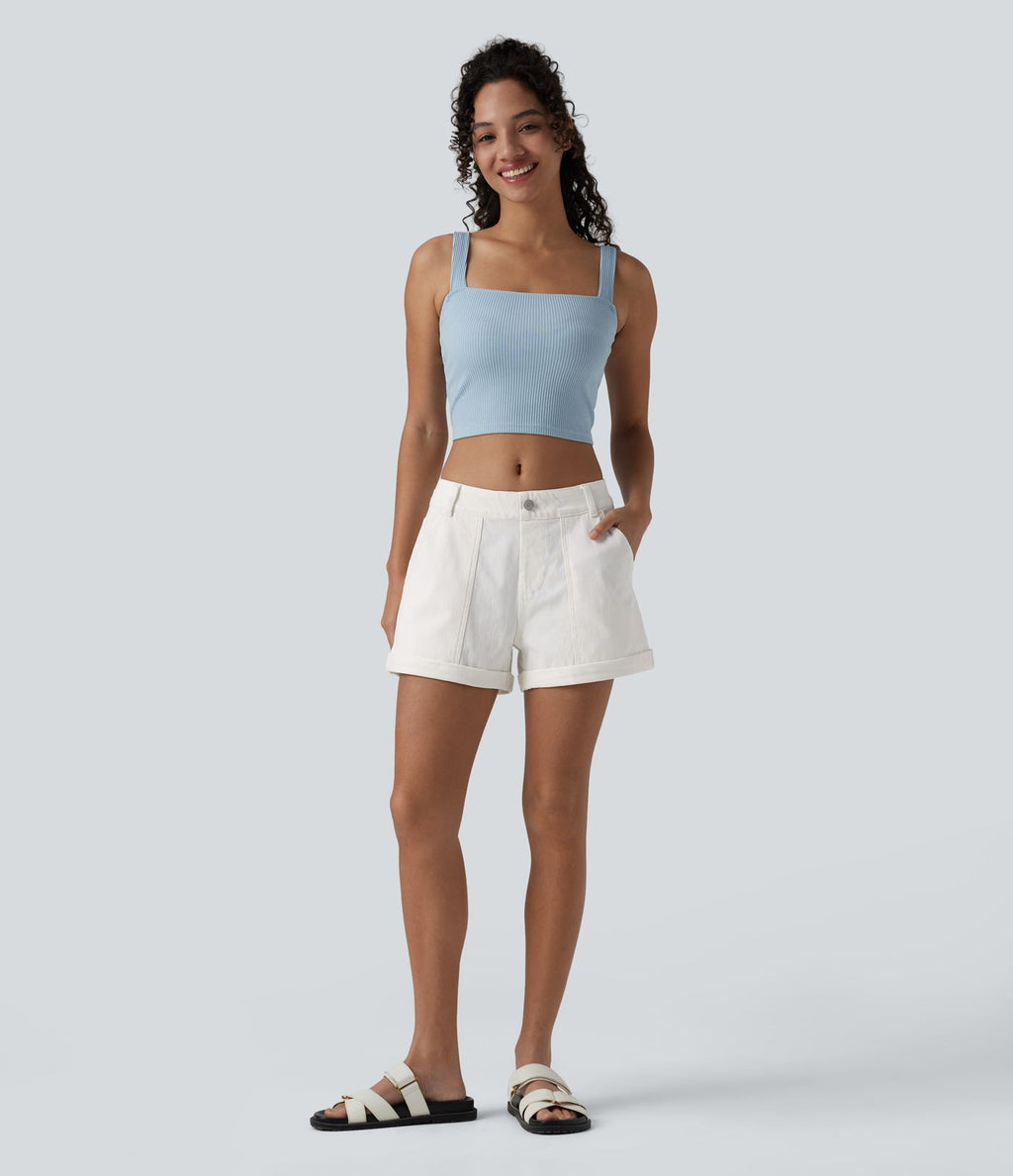 Short en jean Halara Flex™ taille basse décontracté 7,5 cm avec poches