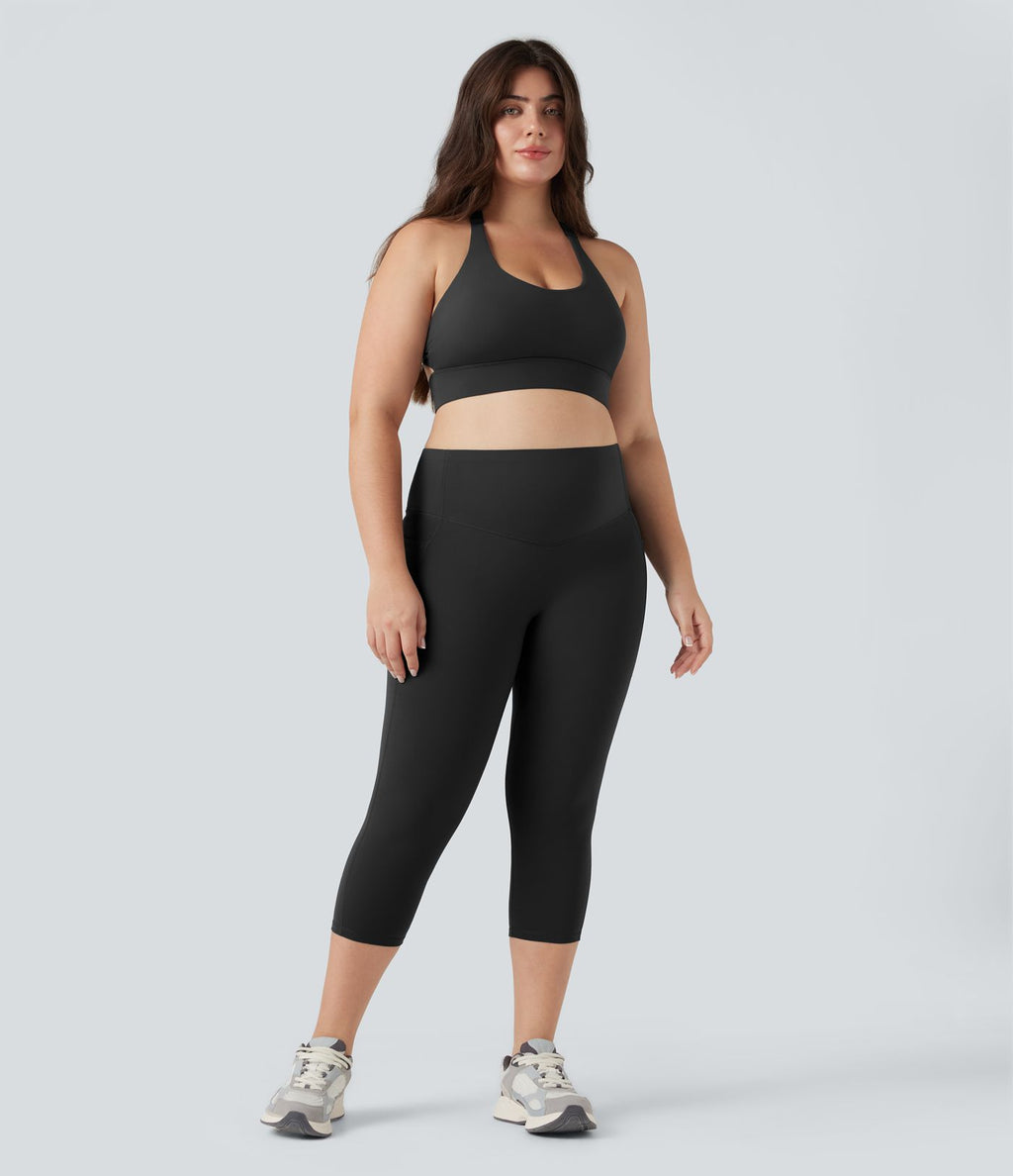 Jupe-short de tennis courte 2-en-1 gainante taille haute avec poches