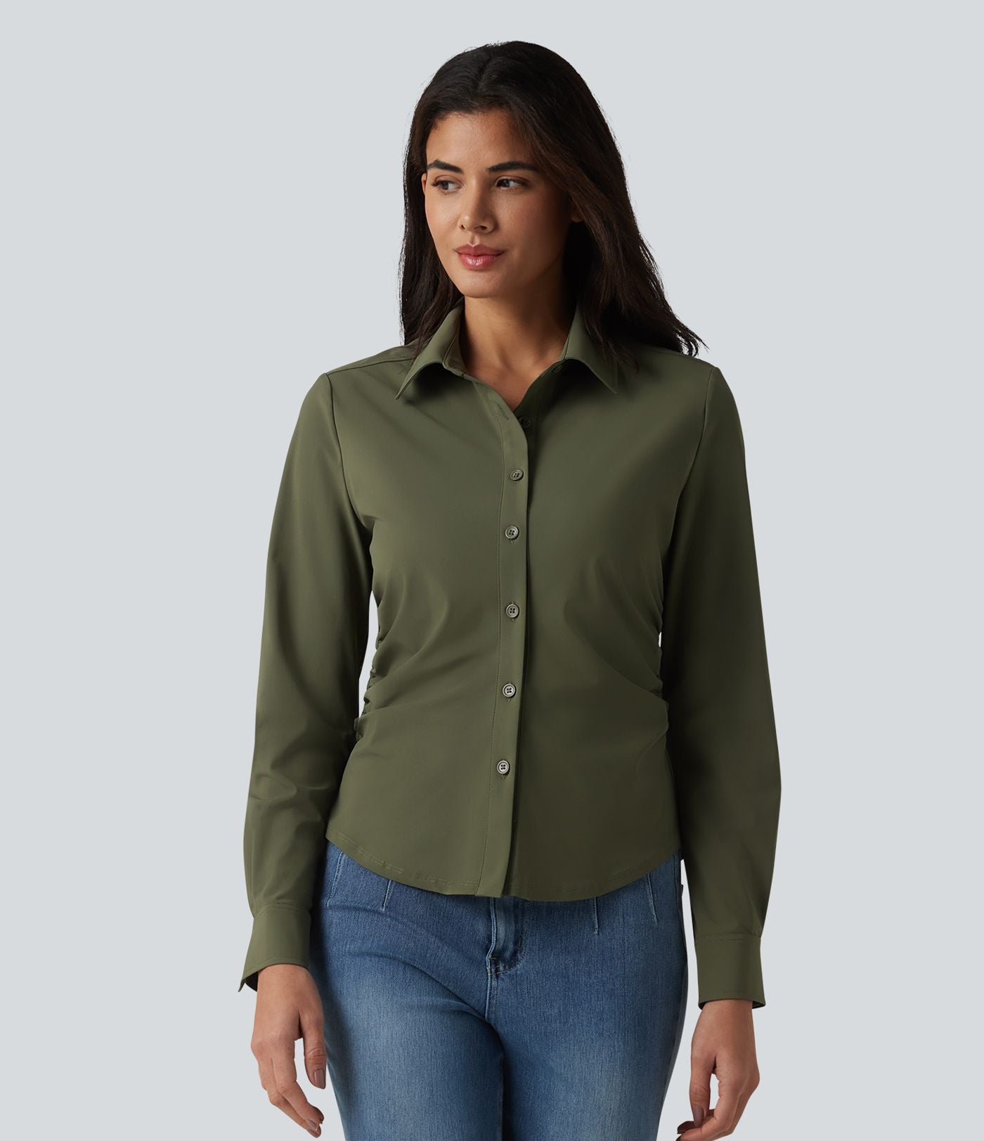 Chemise casual infroissable à manches longues et séchage rapide