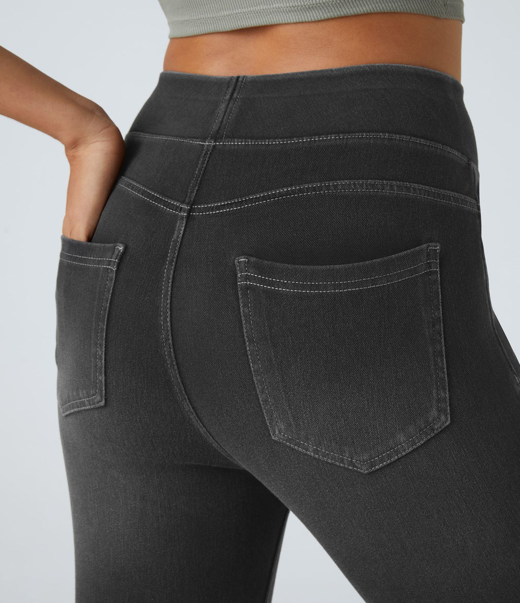 Leggings 7/8 décontractés en denim taille haute avec poches Halara Flex™