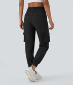 Pantalon cargo de danse taille haute avec cordon de serrage et poches multiples
