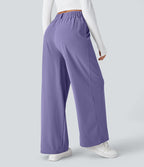 Halara Flex™ Pantalon Tailleur Large Fluide Gaufré Taille Haute Poches Latérales