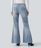 Halara Flex™ Jean évasé décontracté délavé taille basse avec poches