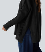 Pull col V manches raglan longues coupe décontractée