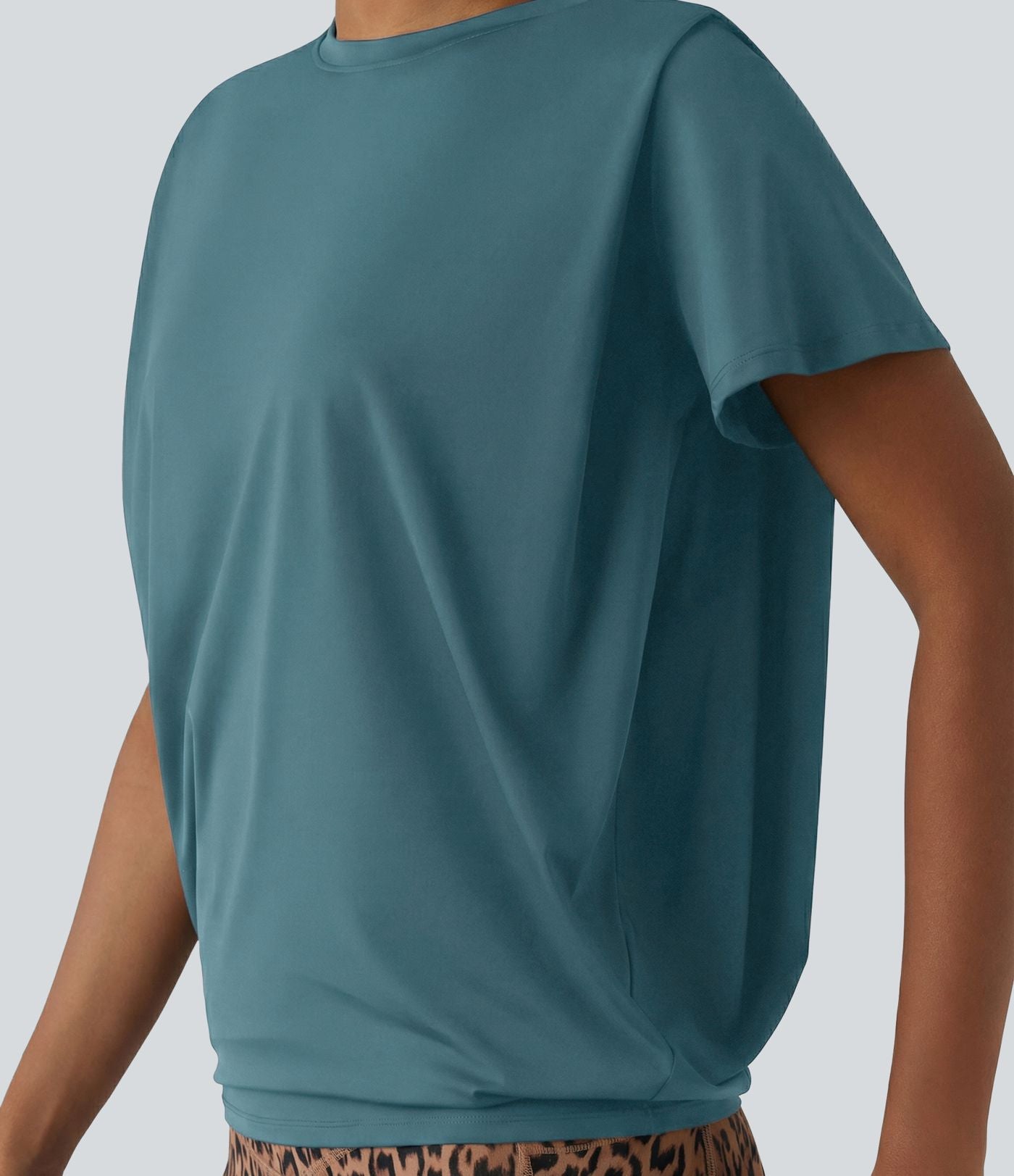 Haut de sport col rond manches courtes effet frais InstantCool avec fronces, protection solaire UPF50+