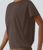 Haut de sport col rond manches courtes effet frais InstantCool avec fronces, protection solaire UPF50+