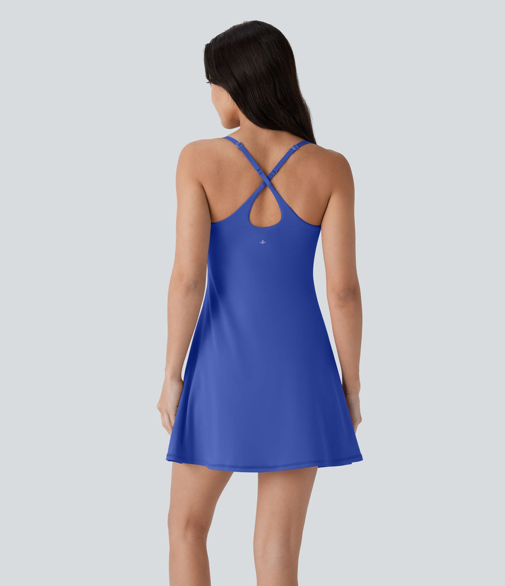 Softlyzero™ Plush Robe de danse courte dos nu avec short intégré - Version Easy Peasy