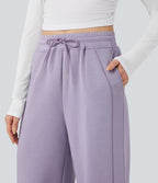 Pantalon décontracté taille haute avec cordon de serrage et poches