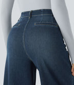 Halara Flex™ Jean large Palazzo et Taille Haute avec Poches Avant en Tricot Extensible Lavé