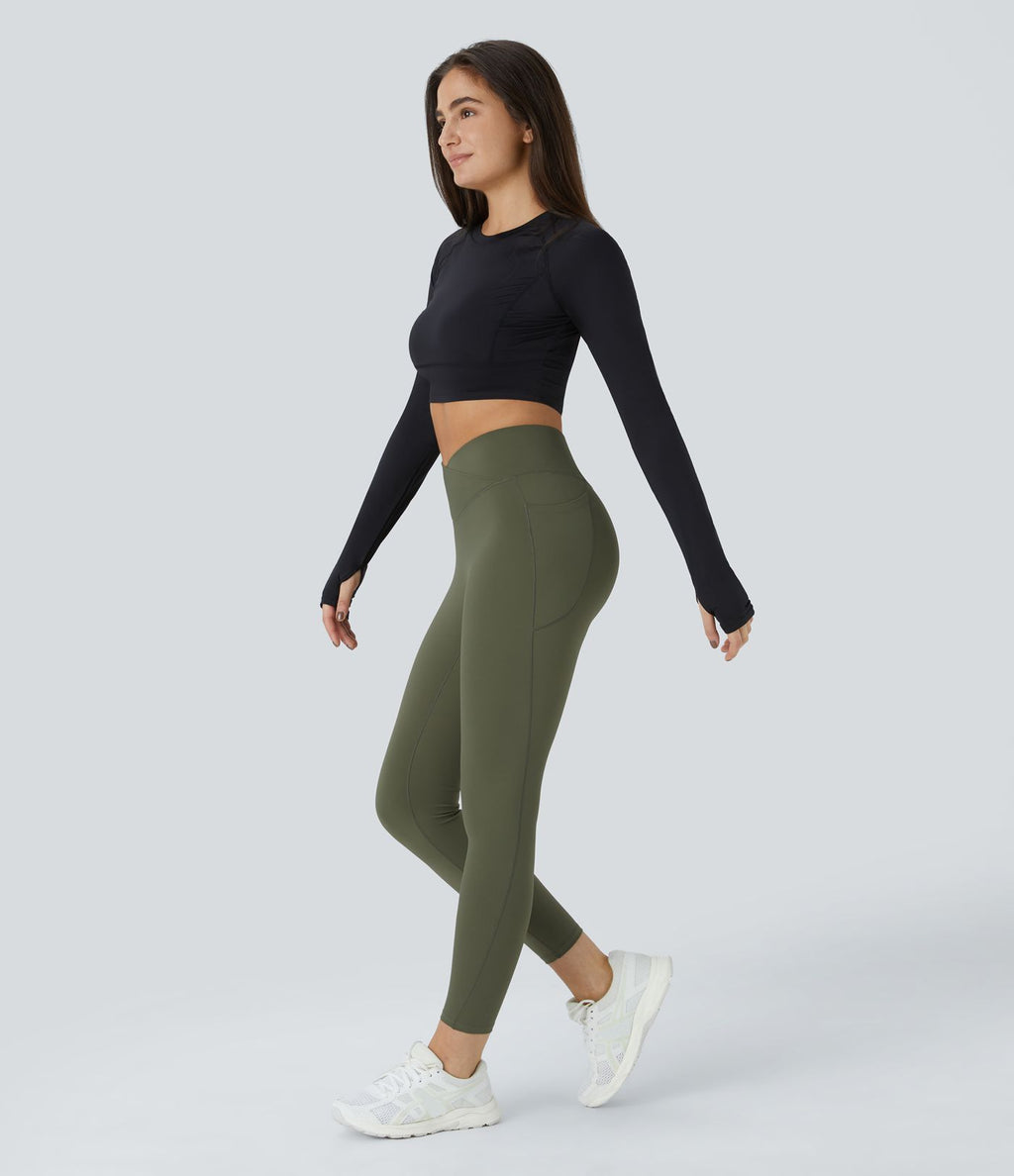 Softlyzero™ Polaire Legging Yoga à Taille Haute Thermique Croisée avec Poches Latérales
