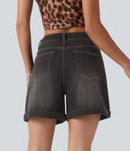 Halara Flex™ Short en denim taille mi-haute ourlet retroussé 12,5 cm avec poches